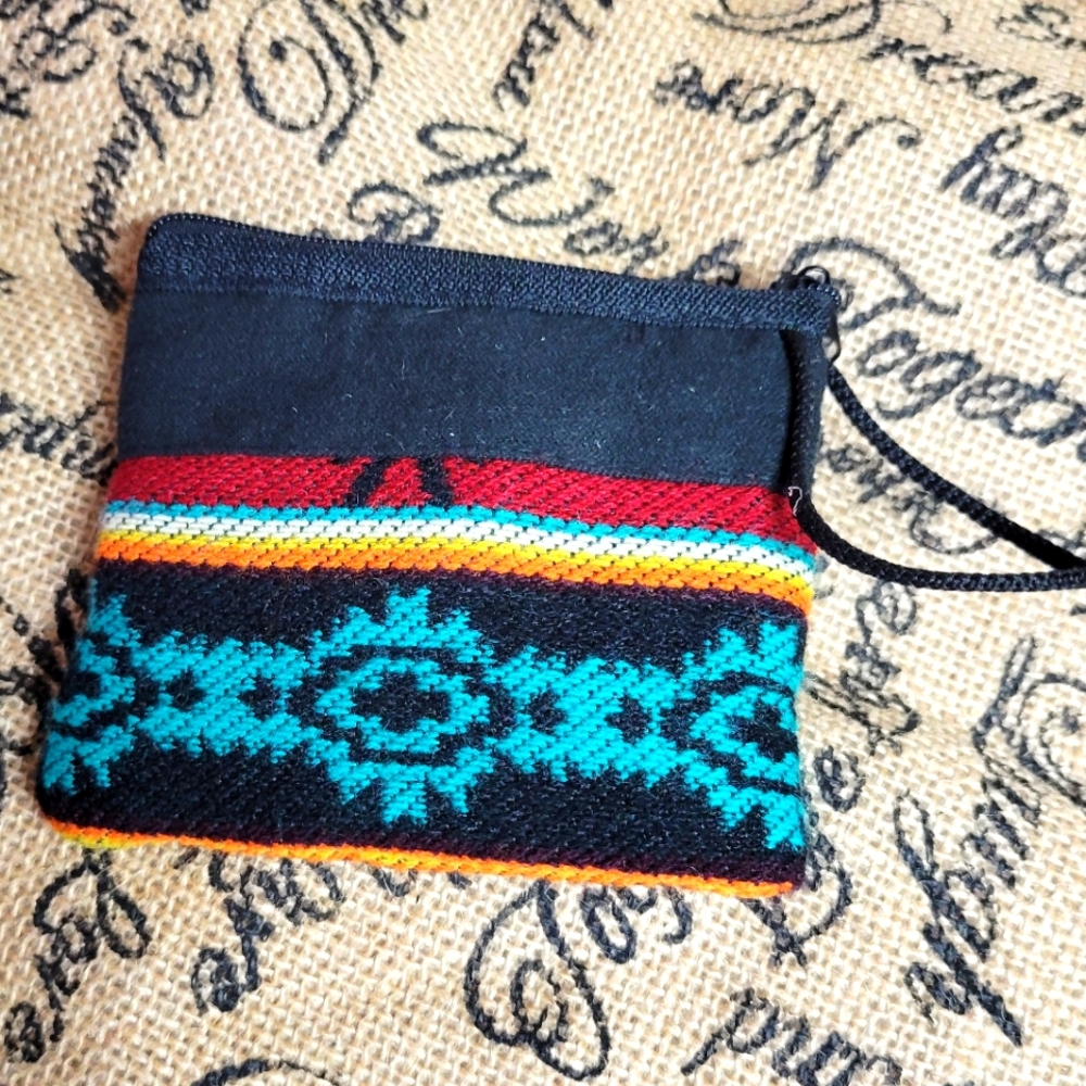 Vintage Navajo print zippered coin purse